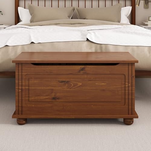 IDIMEX Sitztruhe Bristol aus Massivholz, Kastanie Finish - Truhe im Landhausstil, vielseitige Sitzbank, Kiste Massivholz mit sicherem Klemmschutz, Truhenbank ideal zur Aufbewahrung
