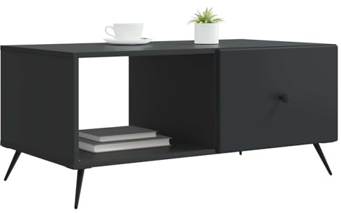 vidaXL Couchtisch Schwarz 90 x 50 x 40 cm Holzwerkstoff, Wohnzimmer, rechteckiger Couchtisch, Elegantes Design, viel Stauraum, moderner Stil, klassisches Möbelstück