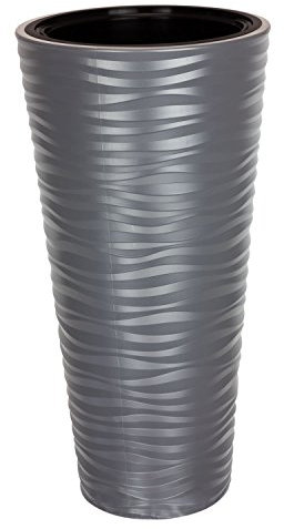 Pot de Fleur Sahara en Plastique Anthracite 78.5 cm ht avec bac Interne