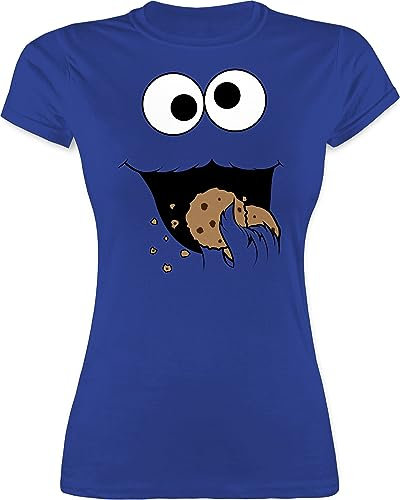 Shirt Damen - Karneval & Fasching - Keks Monster I Krümelmonster I Cookie Monster Fastnacht I Fasnacht I Fasnet - XXL - Royalblau - Partner t-Shirts für sie und ihn Faschings Tshirt Karnevals Auge