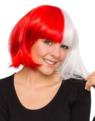 Perücke Bob rot/weiß one Size