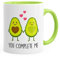 Geschenk-Tasse Liebe Avocado You complete me Kaffeetasse Teetasse Keramiktasse MoonWorks® hellgrün unisize