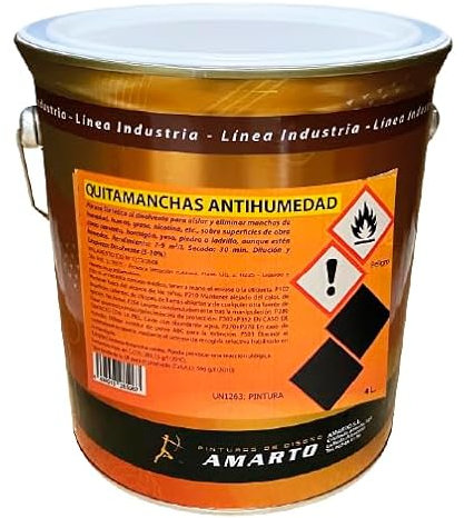 Pintura quitamanchas antihumedad.Pintura sintética al disolvente para aislar y eliminar manchas de humedad, humos, grasa, nicotina (750 ml)
