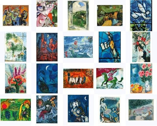 postkarten-universum.de Kunstkarten-Set Marc Chagall: 20 Kunstpostkarten, Hochformat, Querformat, A6, Multicolor, Illustrativ, Künstlerisch, Ungerahmt, Greeting Card Set