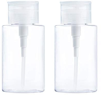 200ML Nail Polish Remover Pump Dispensers, Empty Transparent Plastic Push & Down Bottle Container for Nail Polish and Makeup
