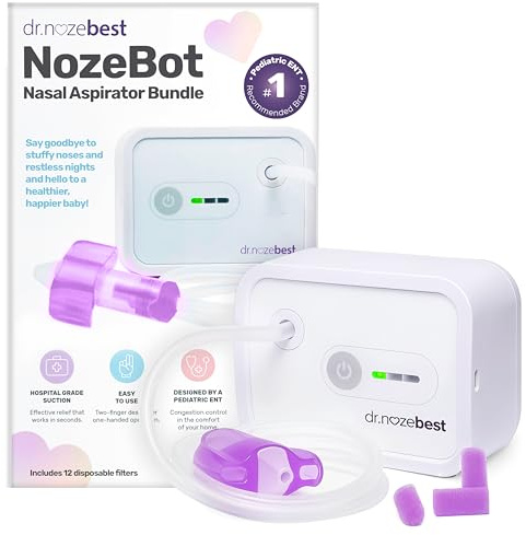 Aspirateur nasal électrique pour bébé | NozeBot de Dr. Noze Best | Aspirateur nasal de qualité hôpital | Sans danger pour les bébés et les tout-petits