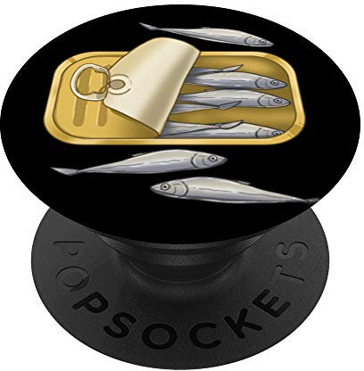 Dose von Sardinen Kindheit Armut Mahlzeiten Kind Fisch PopSockets PopGrip: Ausziehbarer Sockel und Griff für Handys/Tablets mit Tauschbarem Top