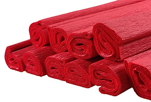 Netuno 10 rouleaux de papier crépon rouge 200 x 50cm papier crêpe coloré papier de soie coloré papier crépon pour bricolage décoration DIY loisirs créatifs papier décoratif papier crépon de couleur