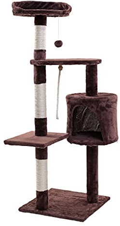 ESTEXO Katzenkratzbaum Kratzbaum Katzenbaum 112 cm Spielbaum XL Kletterbaum für Katzen Kratzmöbel Spielmöbel Braun