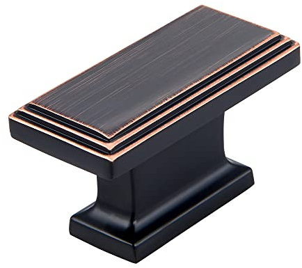 YCSJ 10 Pack Cabinet Hardware Oil Rubbed Bronze Kitchen Knobs,1.8 inch(45mm) Length Furniture Rectangular Knobs Oil Rubbed Bronze Knobs for Cabinets and Drawers Dressers Door