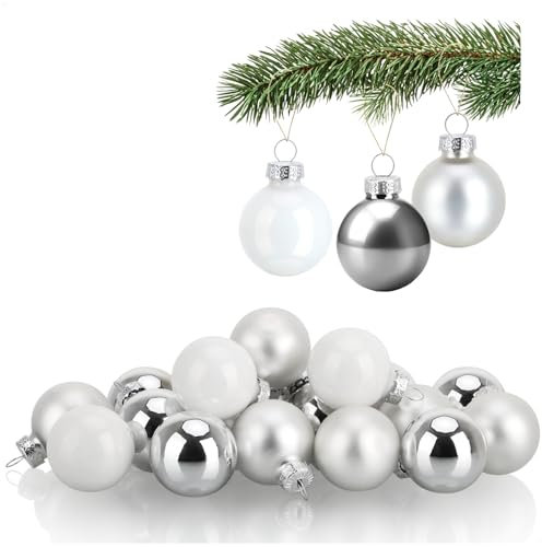 COM-FOUR® 20x Mini-Christbaumkugeln aus Glas - kleine Weihnachtskugeln für die Weihnachtsdekoration - Baumschmuck für den Weihnachtsbaum - Ø 3 cm