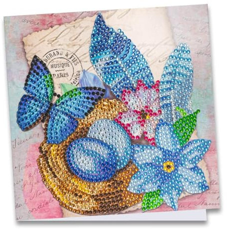 Ideen mit Herz Diamond-Painting-Grußkarte | Strass-Edition | 16 x 16 cm | 370 g/m² | inkl. Steine, Umschlag & Werkzeug (Blaue Ostereier im Nest)