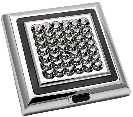 TOTMOX Lot de 1 plafonnier LED pour camping-car avec finition chromée, interrupteur marche/arrêt pour éclairage intérieur 42 LED pour voiture/camping-car/remorque/camping-car/bateau DC 12 V, blanc