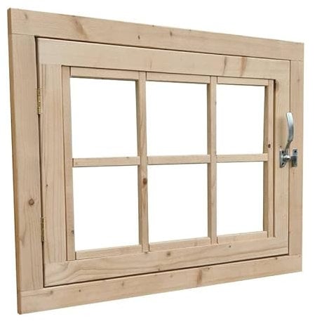 Home Idea Finestra in legno per casetta mis 81 x 61 cm con apertura laterale, con Plexiglass