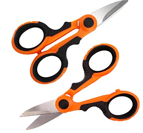 Jzhen 2pcs Ciseaux Câble Fibre Optique, Ciseaux d'électricien et Dénudeur de Câble, pour Ciseaux Électriques Multi-Usages pour Câble Électrique Coupé