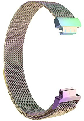 eMagTech Uhrenarmband Ersatz Kompatibel mit Fitbit Inspire HR Metall Magnetarmband Ersatz Edelstahl Uhrenarmband Zubehör, Bunt Größe L