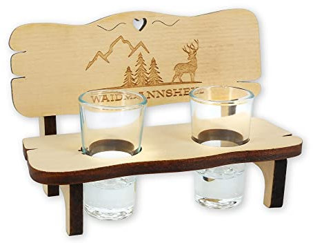 Schnapsbank mit Gravur - Jägergeschenke - Schnapsbank für Jäger - Geschenkidee Schnaps für die Jagd - Geburtstagsgeschenk, Farbe:Hirsch