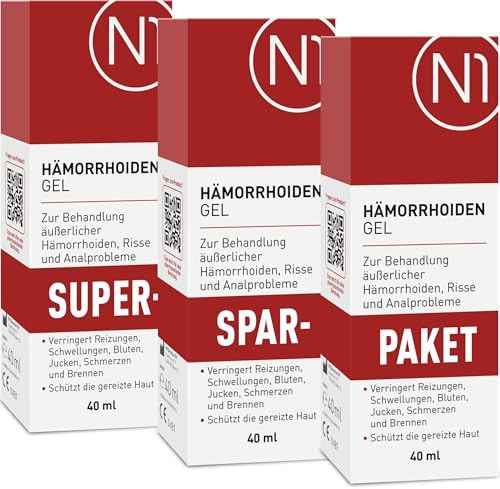 N1 Hämorrhoiden Gel 120 ml - Hämorrhoiden Salbe (Medizinprodukt) | Lindert Brennen, Schmerzen, Blutung & Juckreiz - entzündungshemmende Hämorrhoidensalbe bei Analfissuren mit kühlendem Effekt