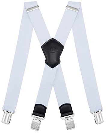 Dresime Bretelles Homme Larges Réglable Élastique Extra Fort 4 Robuste Clips, pour Hommes et femmes avec en forme X Design et Sangles Extra Larges -4cm