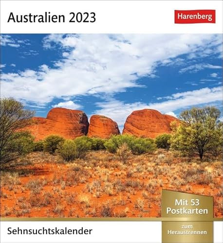 Sehnsuchtskalender Australien - Kalender 2023 - Harenberg-Verlag - Postkartenkalender mit 53 heraustrennbaren Postkarten - 16 cm x 17,5 cm