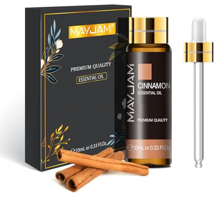 MAYJAM Olio Essenziale Di Cannella 10ml, Olio Di Cannella Per Diffusori, Umidificatori, Fai Da Te, Casa, Guardaroba