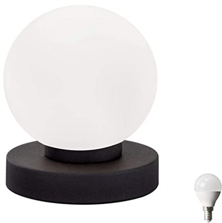 Lichthandel Hoch Kugel Touch Tischleuchte LED Nickel Büro Sideboard Wohnzimmer Schlafzimmer Beistelltisch Fensterbank Beistelltischlampe Nachttischlampe Tischlampe (Tischleuchte incl. LED schwarz)