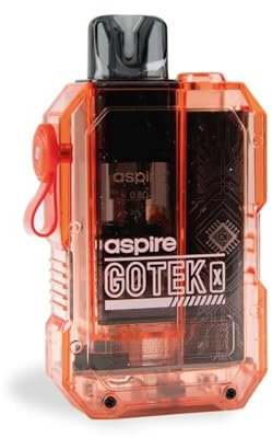 Aspire Gotek X Vaping Kit, Compact, Stylish Design, 650mAh Battery, 2mL Refillable Pod, Nic Salt Compatible, Beginner-Friendly, E Cigarette, E Cig, Aspire Vaping, No Nicotine (Translucent Orange)