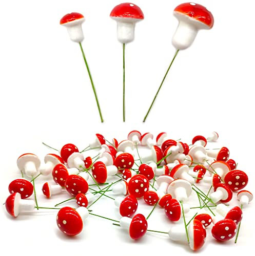 Niuhong 60 Pcs Simulación Decoración Hongos Macetas Mini Decoración Setas Setas Jardín Miniatura Seta Pequeña Decoración Bricolaje Estatua Planta Micro Decoraciones Paisaje Accesorios Macetas