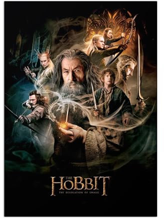 Displate Offiziell Hobbit MetallPoster Magnetische Befestigung Inklusive Lizenziert Bilder Hochwertiges Poster The Hobbit: The Desolation of Smaug - Gandalf's Smoke Dragon Poster 45 cm x 32 cm