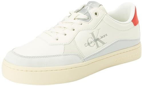 Calvin Klein Jeans Herren Sneaker aus Leder, Elfenbein (Creamy White/Natural Cord), 42