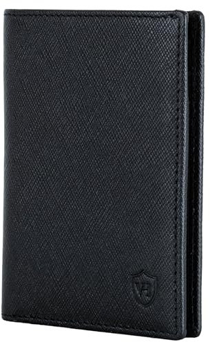 VON HEESEN® Leder Geldbörse Herren & RFID Schutz I Echtleder Geldbeutel für Männer & Damen I Portemonnaie Brieftasche Wallet Portmonee (Saffiano Schwarz)