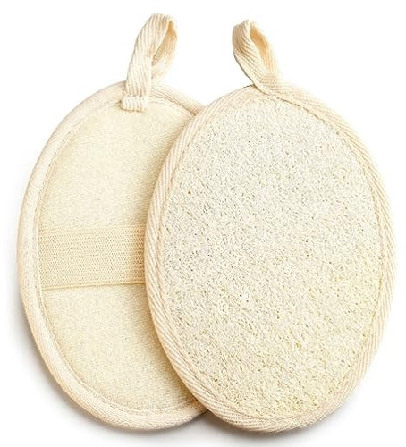 Éponges en luffa Naturel, 2 Pièces Éponge Exfoliante en Luffa Naturel, Nettoyant en Profondeur pour Le Corps de la Peau, pour Le Bain et Le Spa Femmes et Hommes