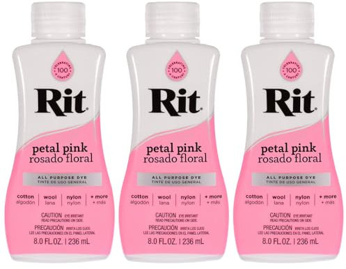 Rit Dye - Tinte líquido para telas de 8 onzas para ropa, decoración y manualidades, color rosa pétalo (paquete de 3)
