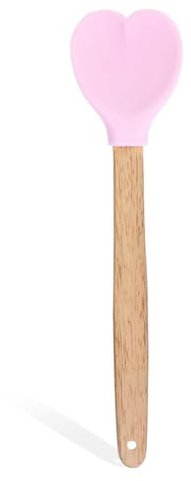Silikon Herz Form Gebäck Spatel mit Holzgriff Cookie Löffel Backen Zubehör Küchenzubehör Backutensilien Silikon Herz Löffel