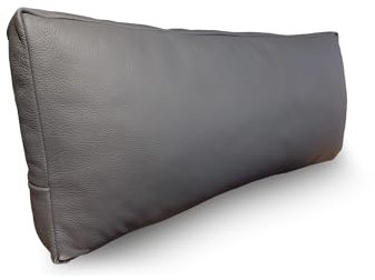 Quattro Meble Dunkelgraues Echtleder Nackenkissen Lederkissen Sofa Dekokissen Rindsleder Kissen Kopfstützen Kopfkissen Zierkissen (22x70 cm)
