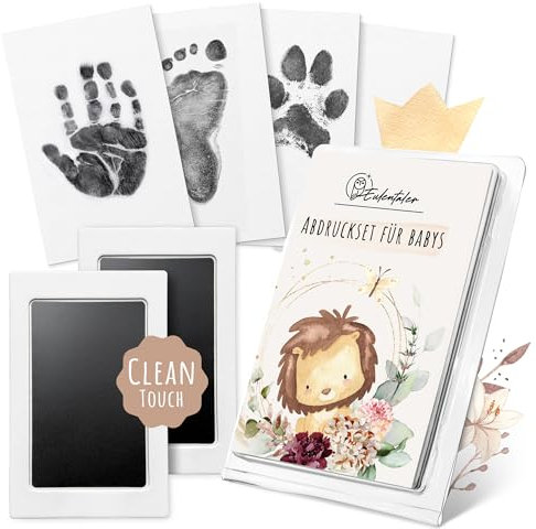 EULENTALER ® Das Baby Abdruckset I 0-12+ Monate I Von Pädagogen empfohlen I Für Handabdruck, Fußabdruck & Pfotenabdruck I inkl. 2 Stempelkissen & 4 Abdruckkarten I Geschenk zur Geburt
