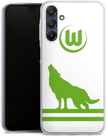 Slim Case kompatibel mit Samsung Galaxy A15 Silikon Handyhülle transparent Hülle extra dünn VFL Wolfsburg Logo Offizielles Lizenzprodukt
