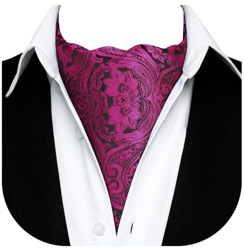 HISDERN Krawattenschal Herren Lila Paisley Ascot Krawatte Hochzeit Elegant Gepunktete Krawatten für Business Halstuch
