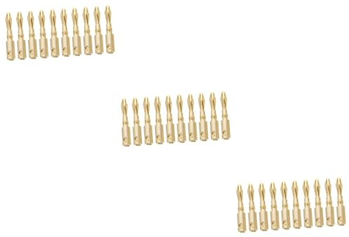 BESTonZON 30 STK Audio-Stecker Lautsprecher Banane Verbinder vergoldetes Kupfer