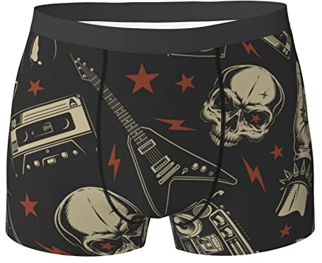 Oudrspo Skull Music Rock Heavy Metal Death Black Men Boxer Briefs Mens Underwear Novelty Gifts Stretch Comfort Soft Brief