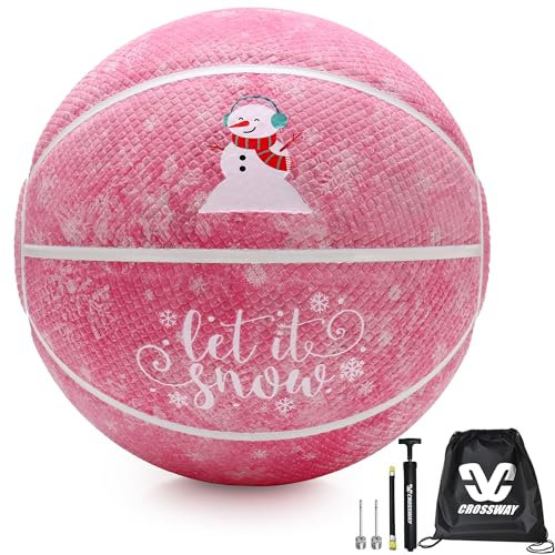CROSSWAY Holographischer Reflektierender Indoor/Outdoor Basketball Größe 5 - Stilvolles Sportgeschenk in Blau-Rosa (Pink, 27.5 Zoll)