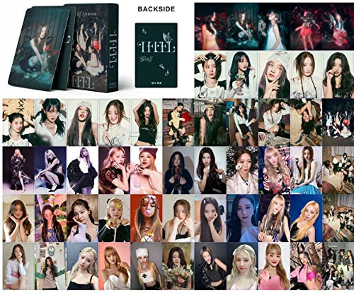 MIYEON MINNIE SOYEON SHUHUA yu-qi Photocards 'NEVERLAND' Neues Album New Song Postkarten Fan Support Card (I Feel (schwarz))