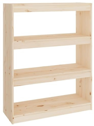 Bücherregal mit Stauraum, Standregal, Multifunktional Wohnzimmer Regal, Aufbewahrungsregal, Bodenstehendes, Büroregal, Raumteiler 80x30x103,5 cm Massivholz Kiefer