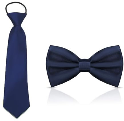 AFCJLTO Set Cravatta e Papillon per Bambini in Raso Satinato, Preannodati e Regolabili per Matrimoni e Feste Casual,Comodi e Alla Moda
