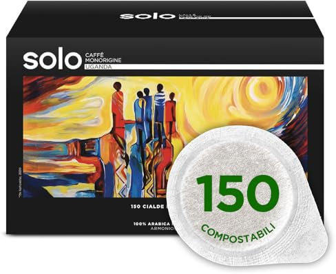 SOLO - Caffè Monorigine Uganda, Cialde E.S.E. 44 mm, 150 Cialde Monodose, 100% Arabica Naturale, cialde compostabili