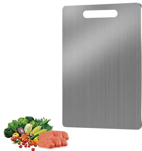 JAMSSOW Tagliere In Acciaio Inox, 34 x 23 cm Tagliere in acciaio inossidabile, Tagliere Cucina Multifunzione Professionale,Adatto per Carne, Frutta, Pasta, Verdure