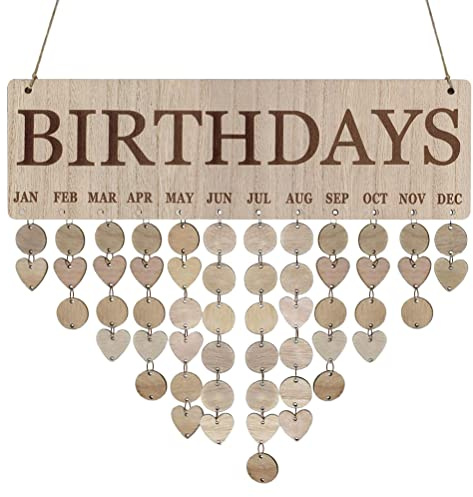 Familjens Födelsedagskalender med Taggar Trä DIY Vägghängande Tavla Födelsedagspåminnelsekalender Plackpresenter Till Mamma (JM01066)