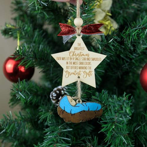 Weihnachtsschmuck aus Holz, schöne Krippe, Weihnachtsschmuck, der hellste Weihnachtsstern TO59