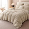 Lanqinglv Plüsch Bettwäsche 155x220 Teddy Fleece Beige Flauschige Bettwäsche Set Cashmere Touch,ÖKO-TEX Warme Winterbettwäsche Thermo Wende Bettbezug und 1 Kissenbezug 80x80 cm mit Reißverschluss