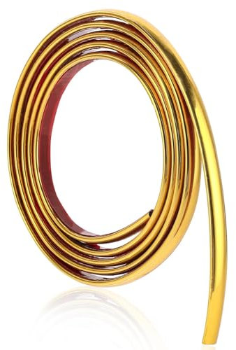 5m Goldene Selbstklebend Zierleiste, Selbstklebend Chromleiste zum Abziehen und Aufkleben, Selbstklebend Leisten für Wand, Decke, Boden, Schränke, Fliesen, Kanten (Gold)